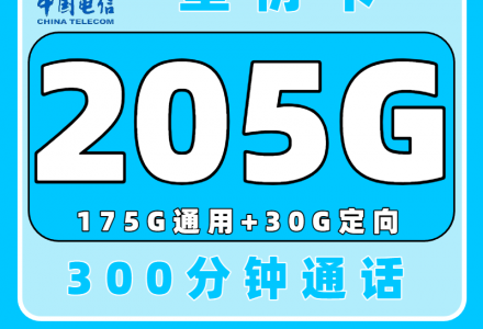 电信星衍卡29元205G流量+300分钟通话时长，性价比超高哦！（只发浙江）-百团号卡